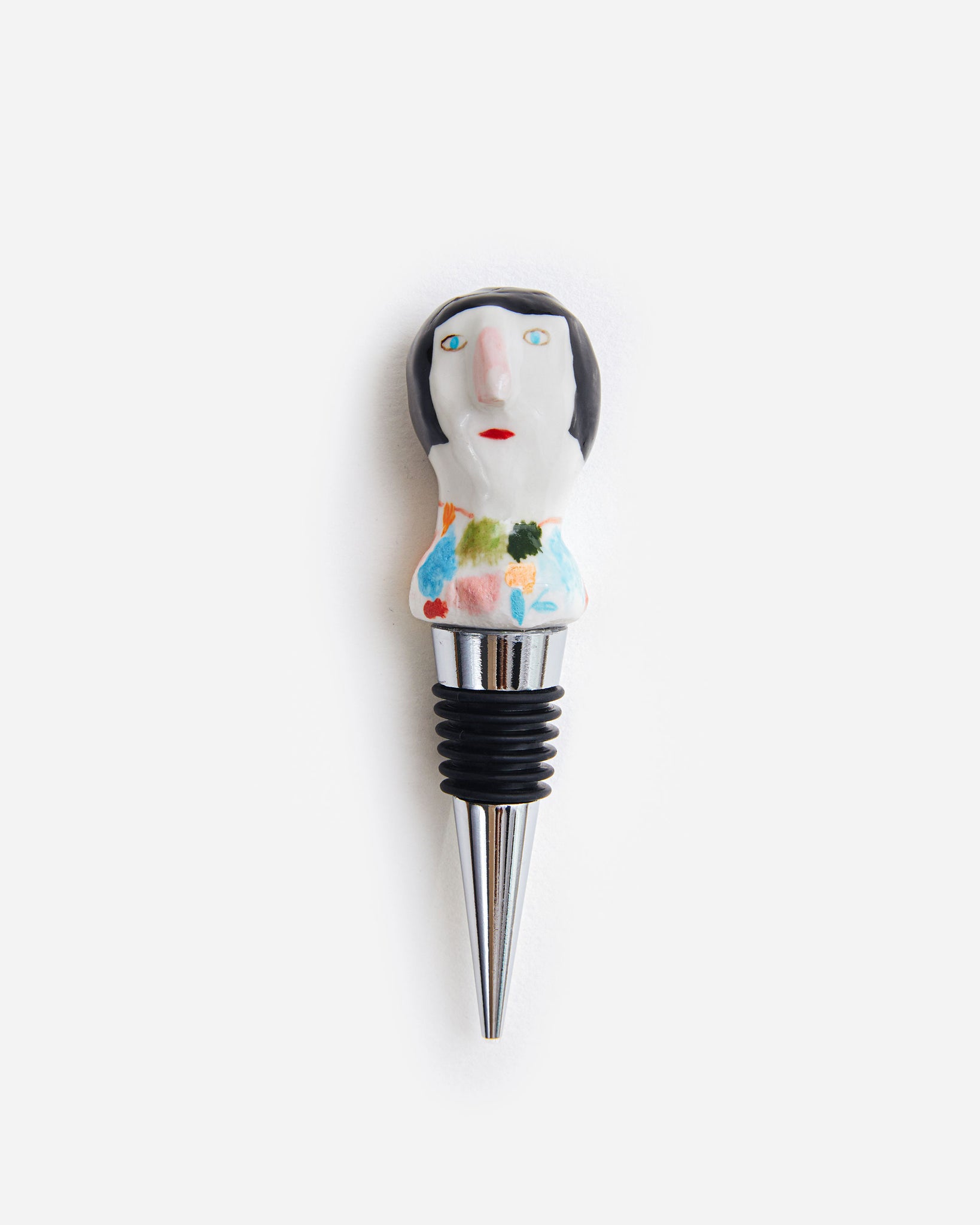 Woman Bottle Stopper with Bobbed Hair